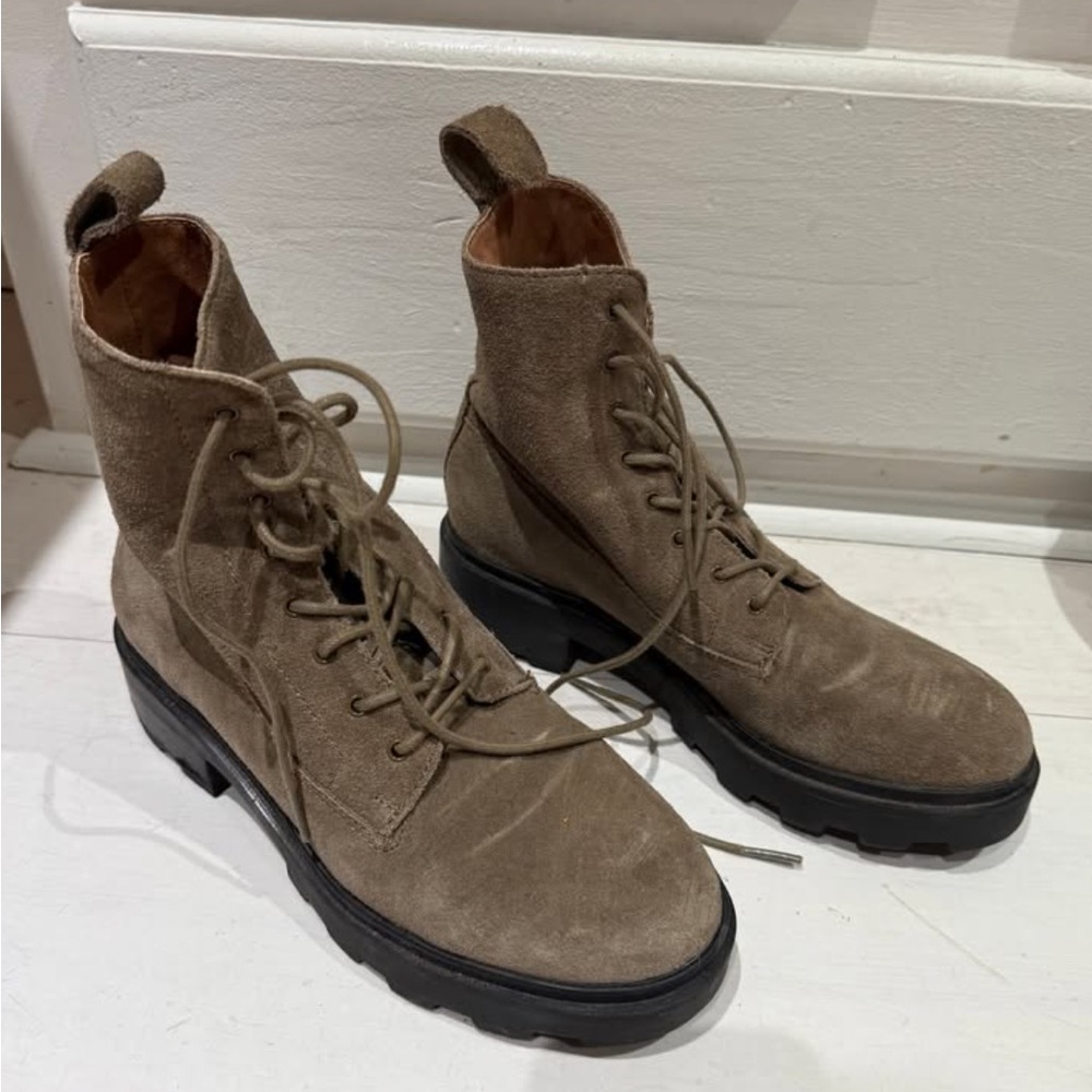 Madewell The Shelton Suede Lace Up Boots in Burnt Olive Size 6